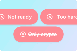 Three pills with web3 myths struck through.