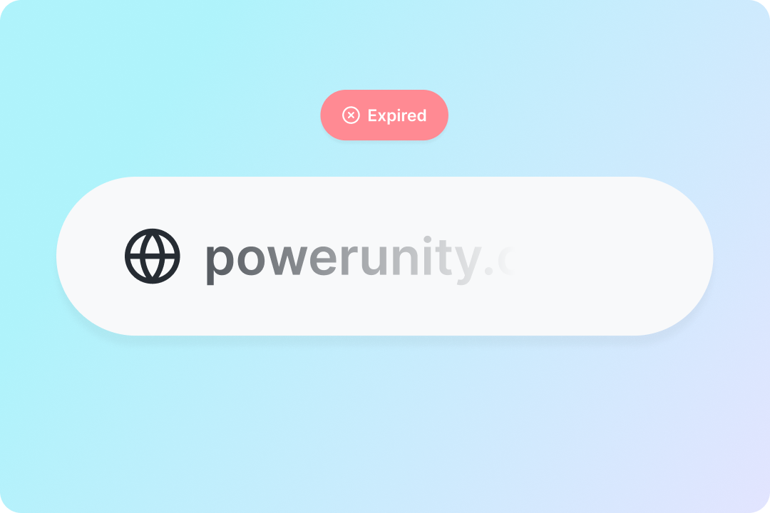 A fading domain with an "expired" notice above.
